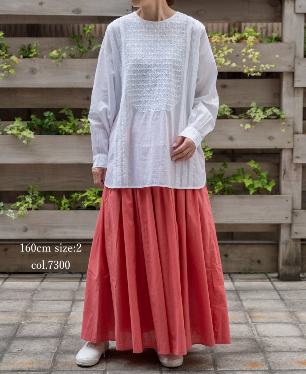 ●NMDS25525(スカート) 60s ORGANIC CAMBRIC PLAIN PINTUCK FLARED SKIRT