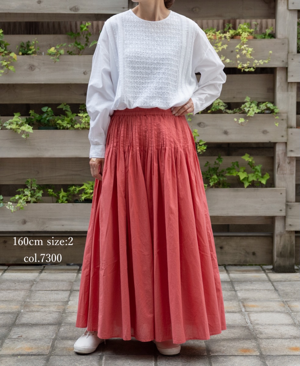 ●NMDS25525(スカート) 60s ORGANIC CAMBRIC PLAIN PINTUCK FLARED SKIRT