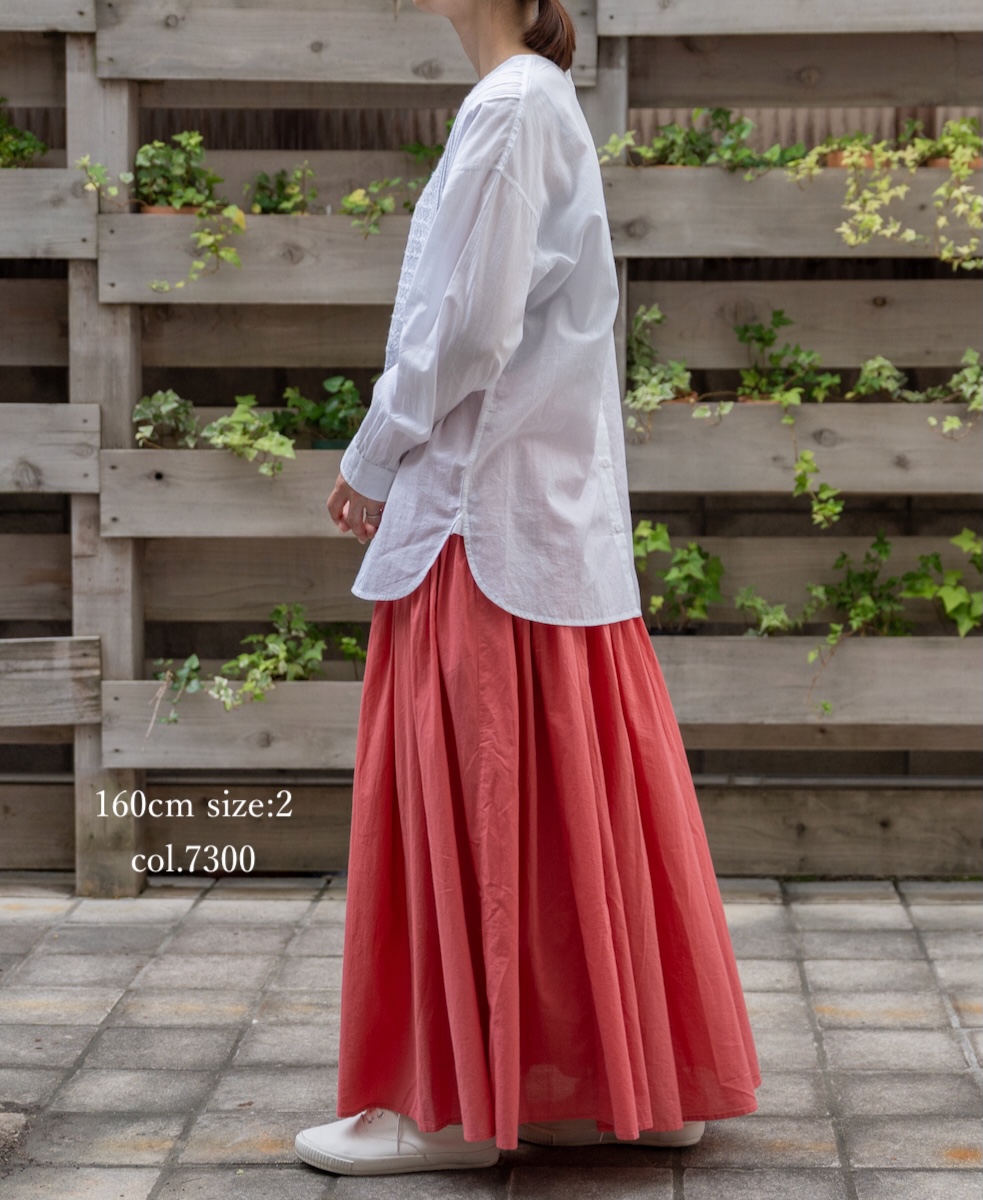 ●NMDS25525(スカート) 60s ORGANIC CAMBRIC PLAIN PINTUCK FLARED SKIRT