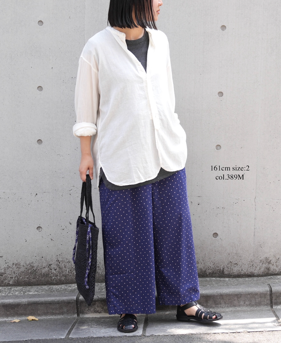 NSL22016 (パンツ) COTTON VOILE DOT PRINT WIDE EASY PANTS