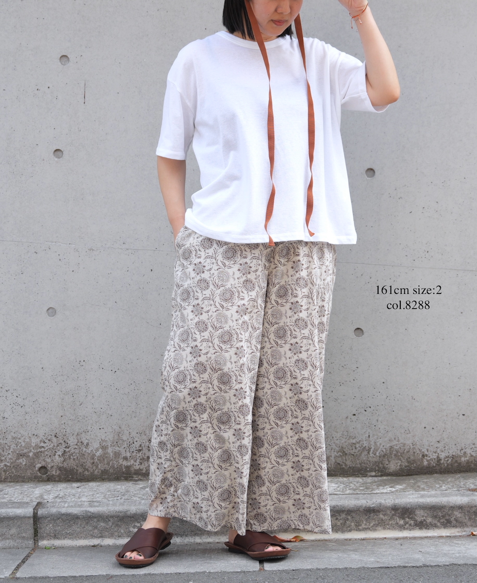 ●NSL25086(パンツ) 80s VOILE TWO TONE FLOWER PRINT WIDE EASY PANTS