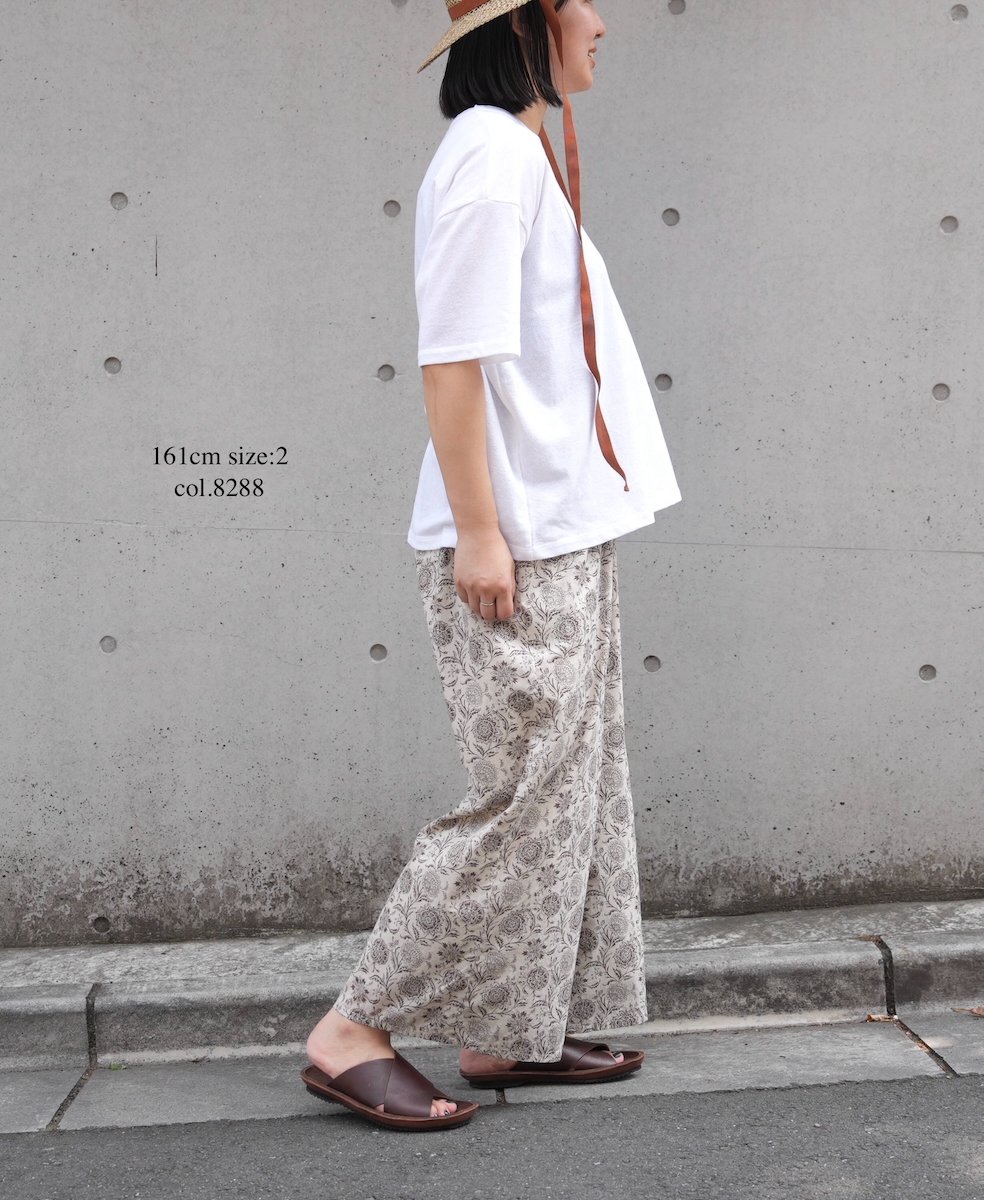 ●NSL25086(パンツ) 80s VOILE TWO TONE FLOWER PRINT WIDE EASY PANTS