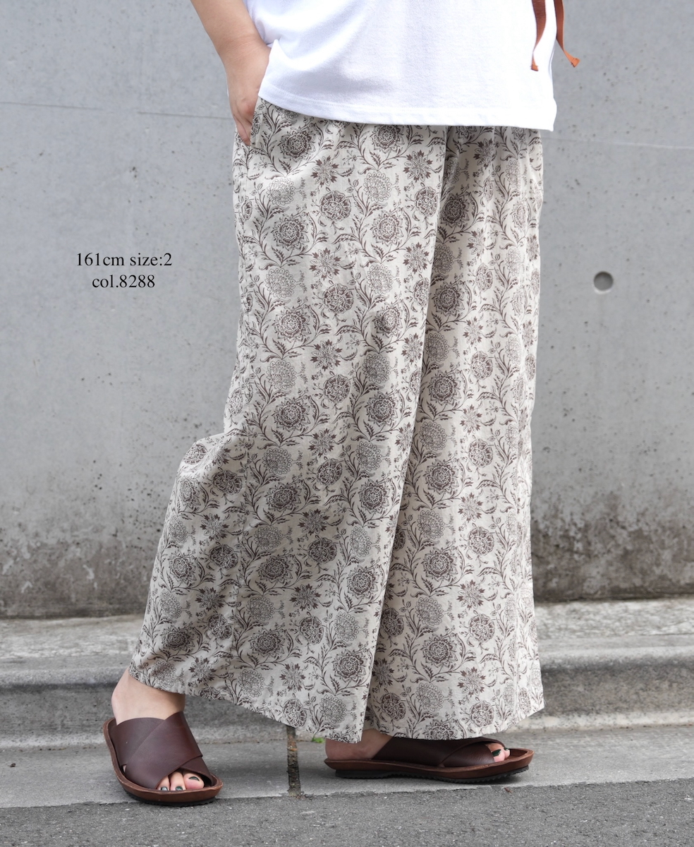●NSL25086(パンツ) 80s VOILE TWO TONE FLOWER PRINT WIDE EASY PANTS