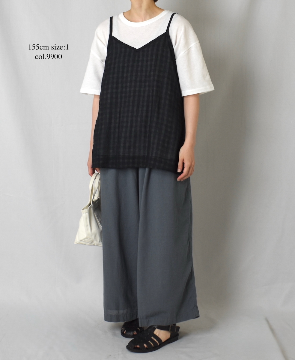 ●INMDS25083(キャミソール) HANDWOVEN COTTON SILK CHECK 2WAY CAMISOLE