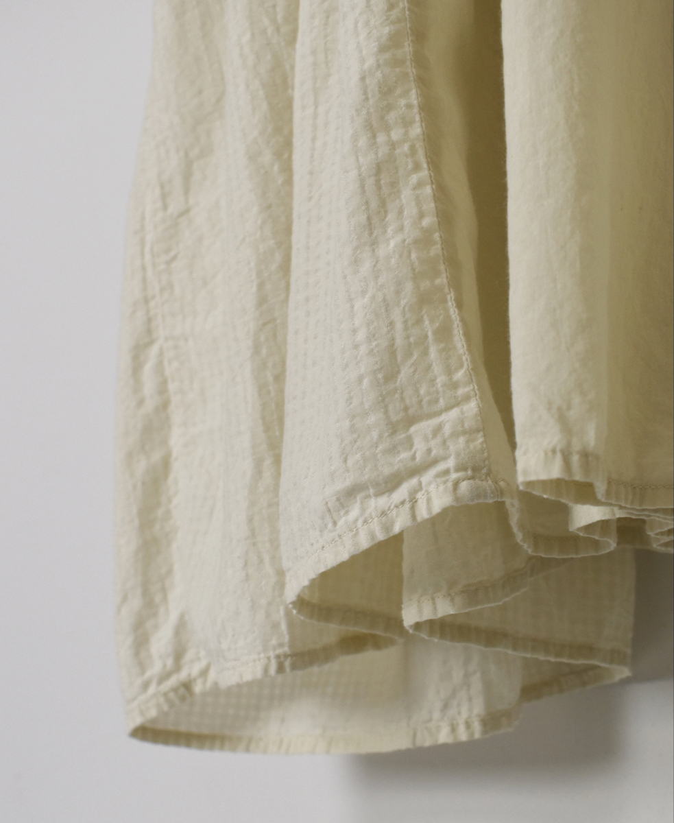 NMDS25514D(ワンピース) 80s ORGANIC COTTON SMALL CHECK&VOILE PLAIN(OVER DYE) CREW NECK BUTTON SHIRT MAXI DRESS WITH PINTUCK
