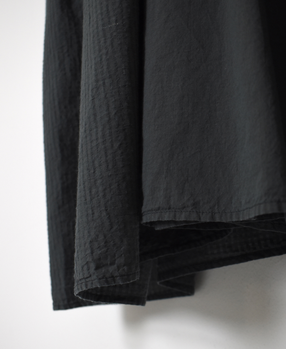 NMDS25514D(ワンピース) 80s ORGANIC COTTON SMALL CHECK&VOILE PLAIN(OVER DYE) CREW NECK BUTTON SHIRT MAXI DRESS WITH PINTUCK