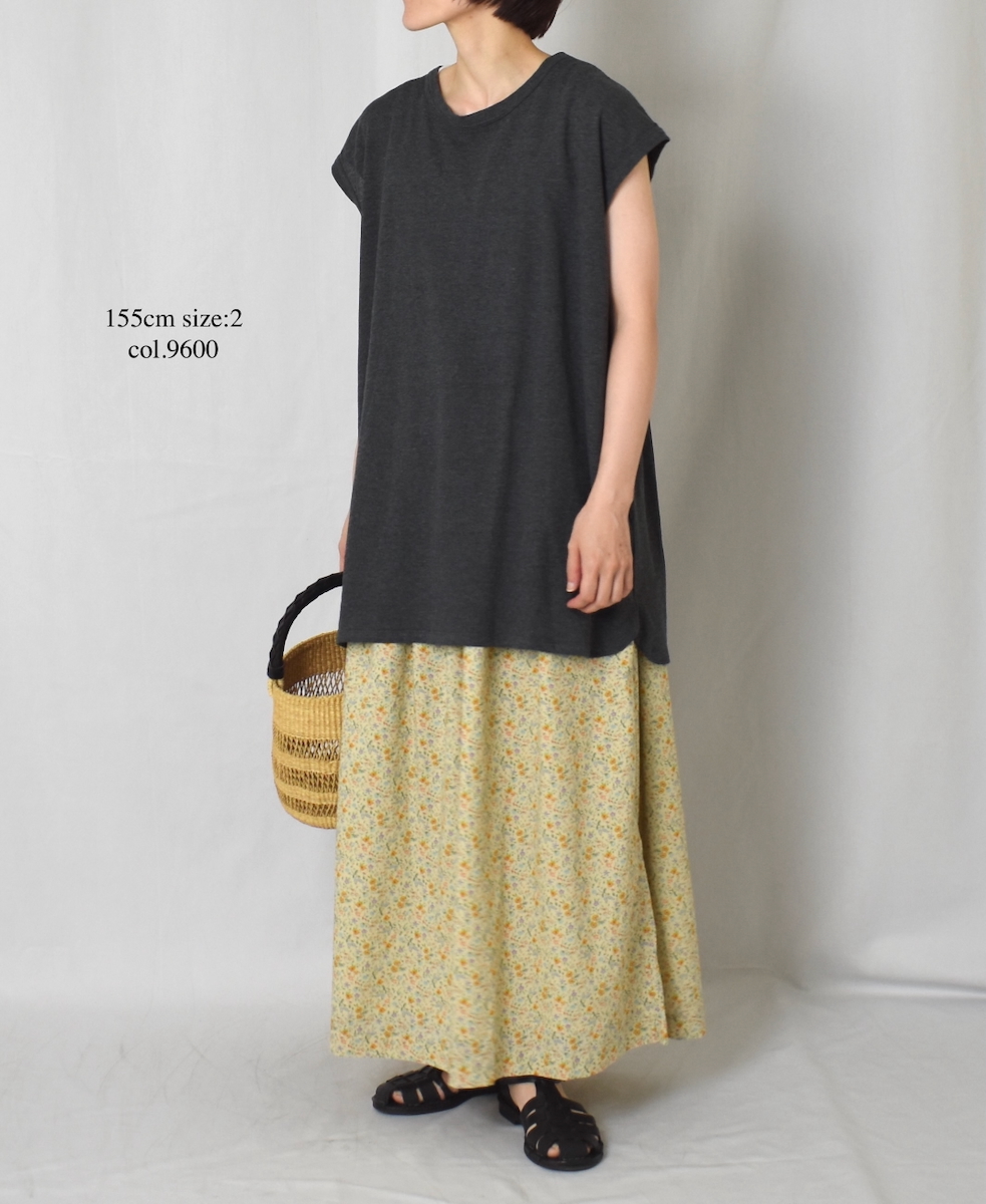 INAM2515FD(スカート) COTTON FLOWER PRINT GATHERED EASY SKIRT WITH LINING