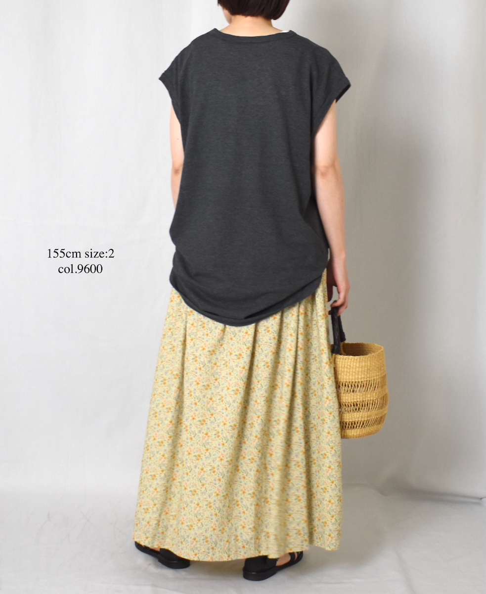 INAM2515FD(スカート) COTTON FLOWER PRINT GATHERED EASY SKIRT WITH LINING