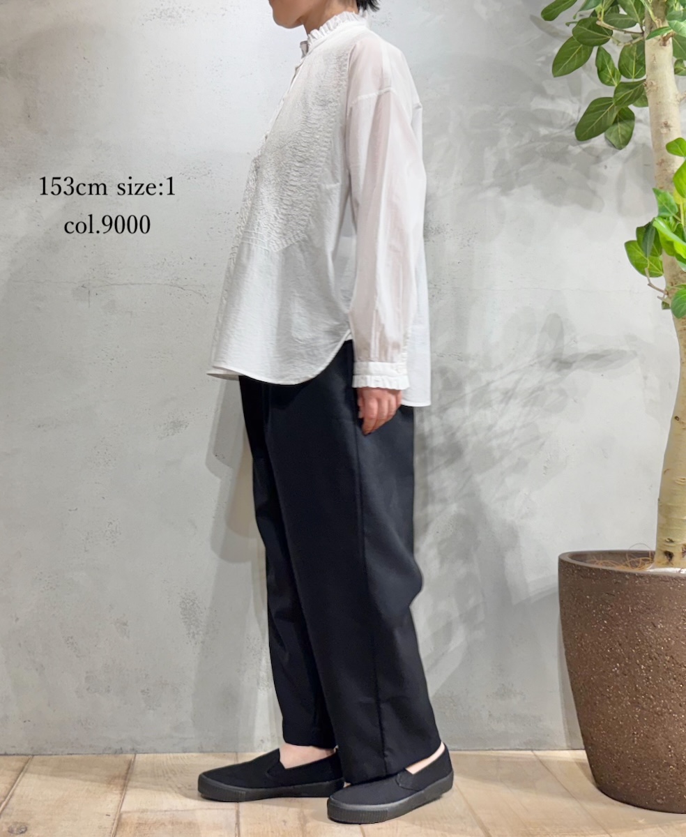 NMDS25531(シャツ) 60s ORGANIC CAMBRIC WITH EMB FRILL COLLAR EMB SHIRT
