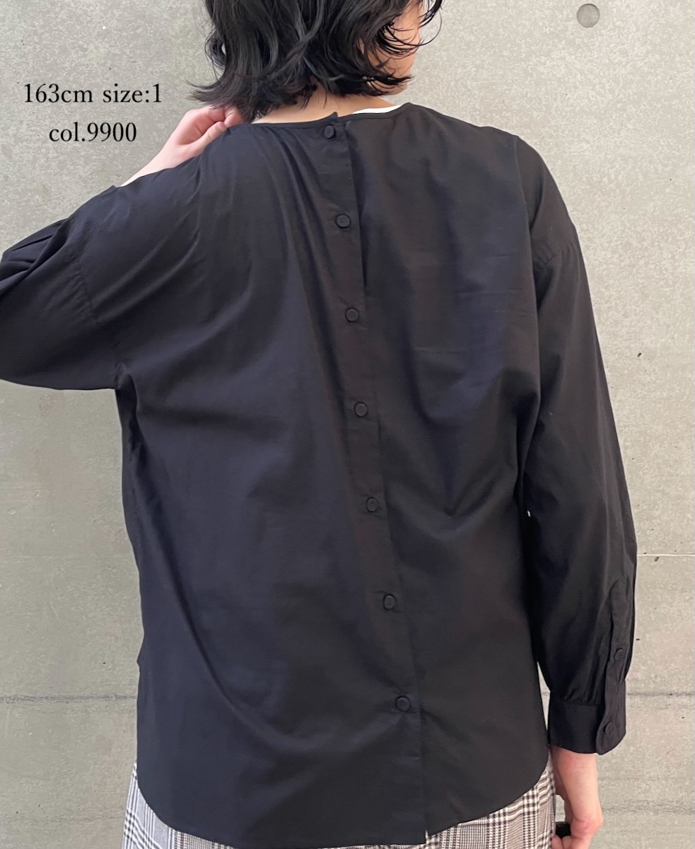 NMDS25533(シャツ) 60s ORGANIC CAMBRIC BACK OPENING CREW-NECK PINTUCK&EMB SHIRT