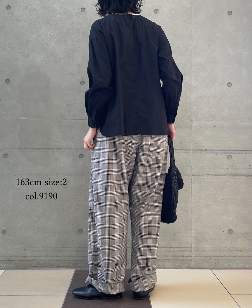 NAM2581C(パンツ) COTTON CHECK ONE-TUCK PANTS