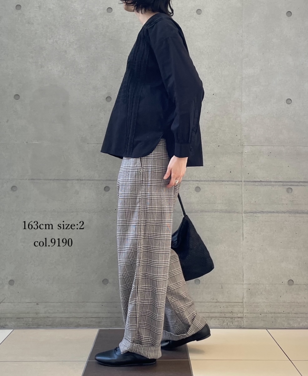 NAM2581C(パンツ) COTTON CHECK ONE-TUCK PANTS
