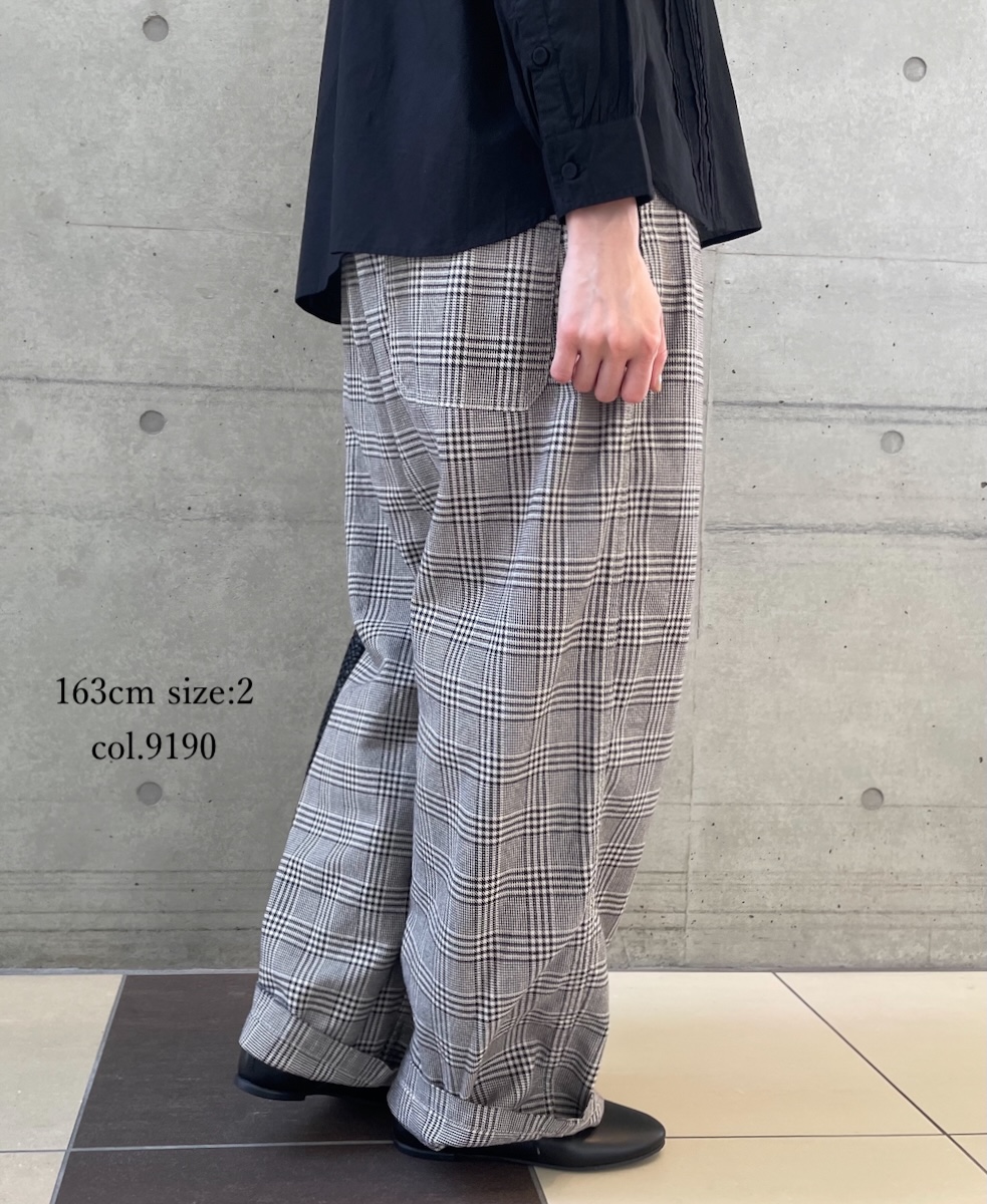NAM2581C(パンツ) COTTON CHECK ONE-TUCK PANTS