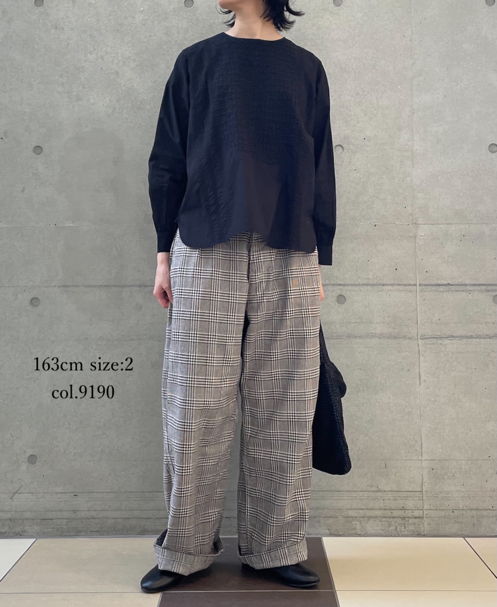 NAM2581C(パンツ) COTTON CHECK ONE-TUCK PANTS