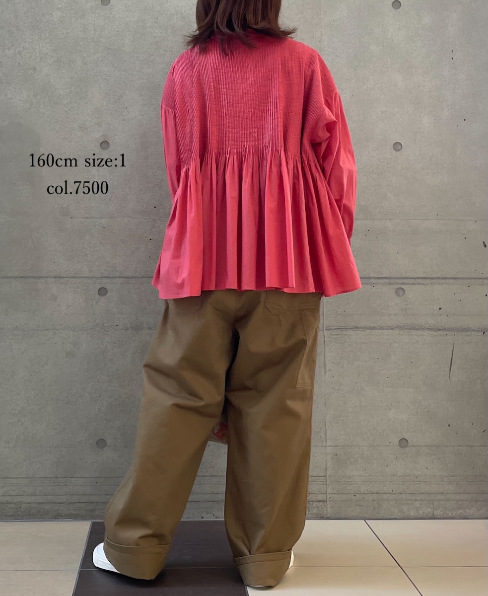 NMDS25521(シャツ) 60s ORGANIC CAMBRIC PLAIN BANDED COLLAR SHIRT WITH MINI PINTUCK