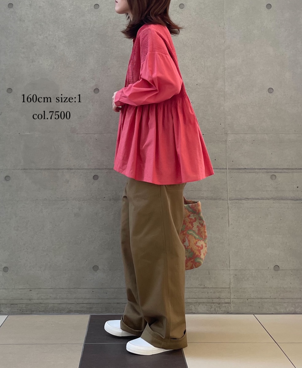 NMDS25521(シャツ) 60s ORGANIC CAMBRIC PLAIN BANDED COLLAR SHIRT WITH MINI PINTUCK