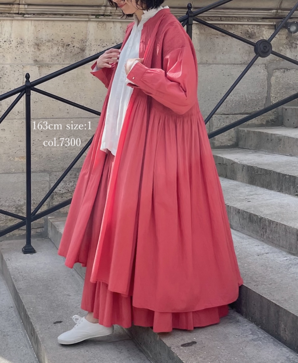 NMDS25523(ワンピース) 60s ORGANIC CAMBRIC PLAIN BANDED COLLAR DRESS WITH MINI PINTUCK