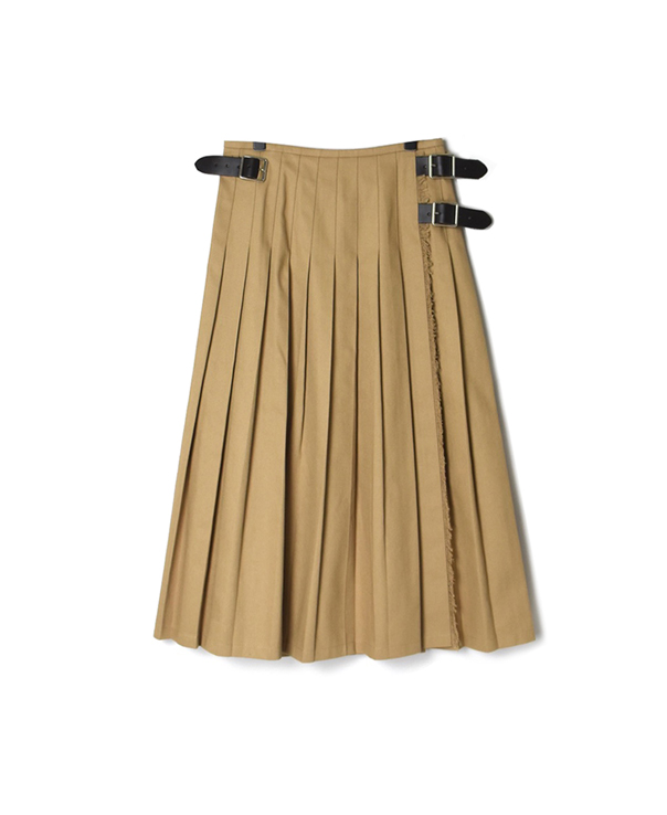 NOD1702 (スカート) COTTON TWILL LOW WAIST PLEATS WRAP SKIRT LENGTH 80cm (WITH PIN)