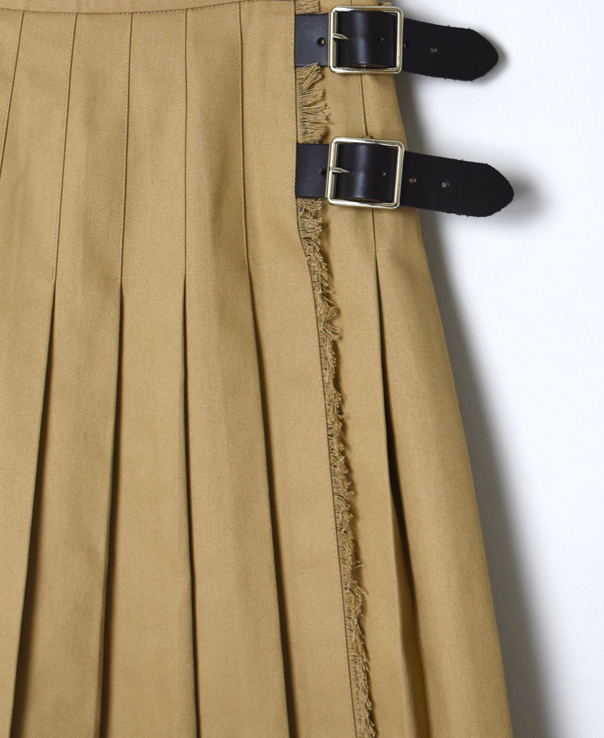 NOD1702 (スカート) COTTON TWILL LOW WAIST PLEATS WRAP SKIRT LENGTH 80cm (WITH PIN)