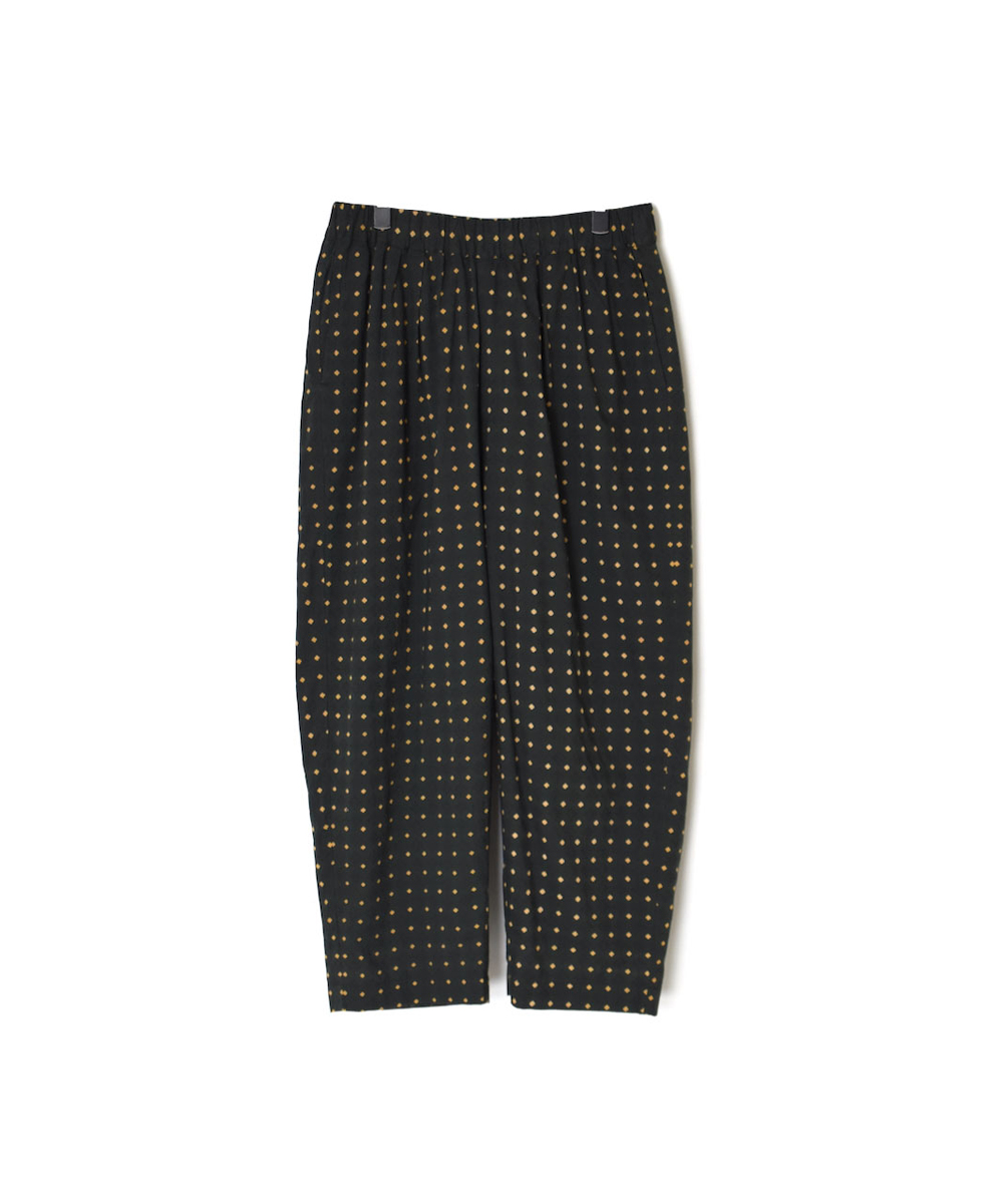 INMDS25775(パンツ) 80s COTTON VOILE CONTRAST FLOWER HAND SCREEN PRINT 2TUCK TAPERED EASY PANTS