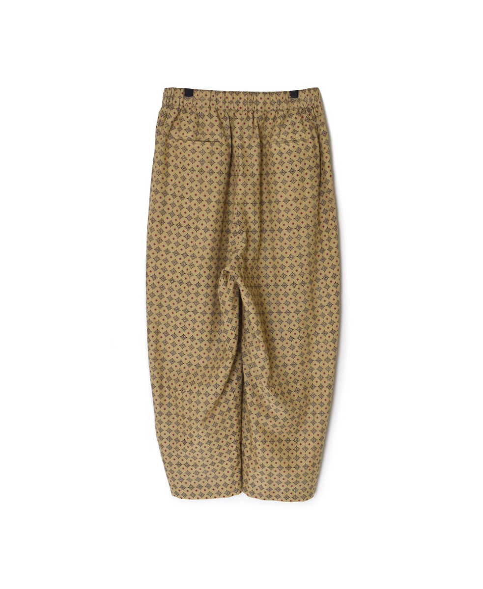INMDS25775(パンツ) 80s COTTON VOILE CONTRAST FLOWER HAND SCREEN PRINT 2TUCK TAPERED EASY PANTS