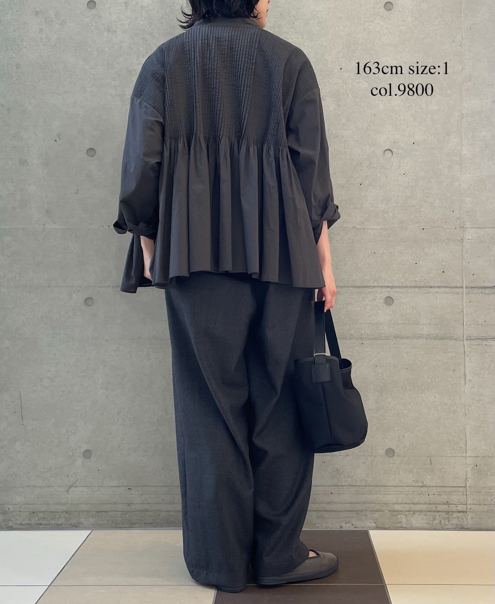 NMDS25521(シャツ) 60s ORGANIC CAMBRIC PLAIN BANDED COLLAR SHIRT WITH MINI PINTUCK
