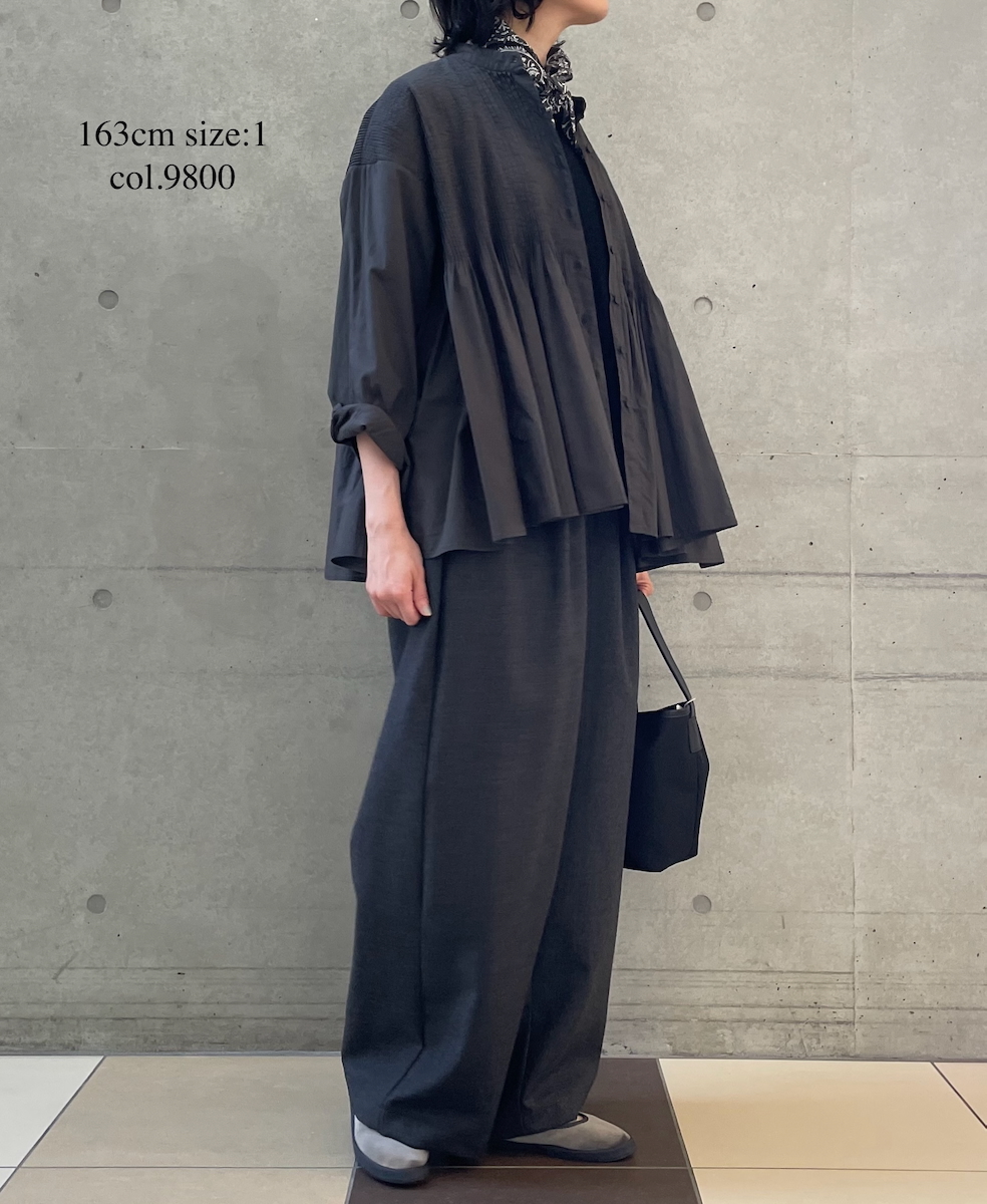 NMDS25521(シャツ) 60s ORGANIC CAMBRIC PLAIN BANDED COLLAR SHIRT WITH MINI PINTUCK
