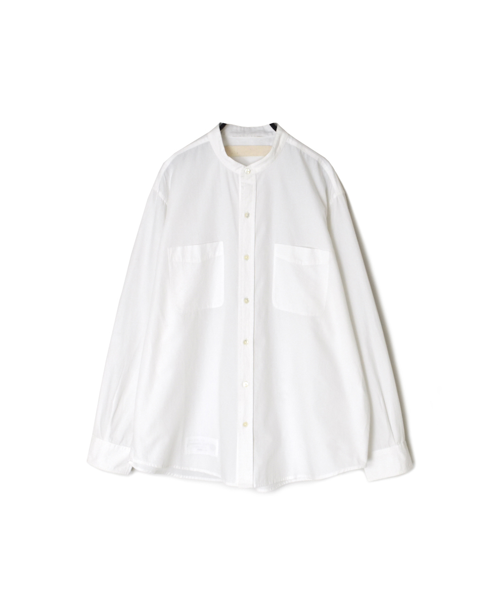 NVL2582(シャツ) 40s ORGANIC POPLIN BANDED COLLAR L/SL OVERSIZED SHIRT
