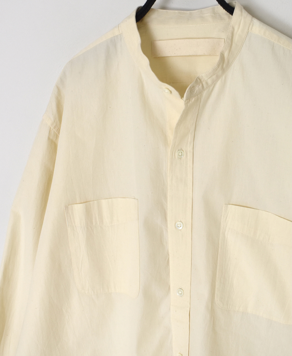 NVL2582(シャツ) 40s ORGANIC POPLIN BANDED COLLAR L/SL OVERSIZED SHIRT