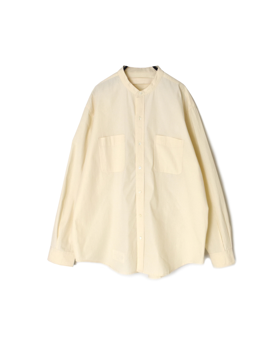 NVL2582(シャツ) 40s ORGANIC POPLIN BANDED COLLAR L/SL OVERSIZED SHIRT