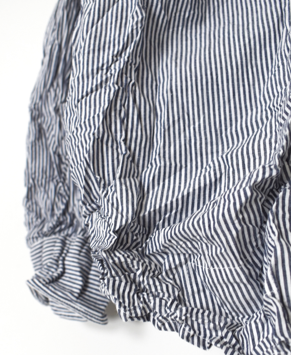 NVL2582SW(シャツ) YARN DYED COTTON STRIPE (WRINKLE) BANDED COLLAR L/SL OVERSIZED SHIRT