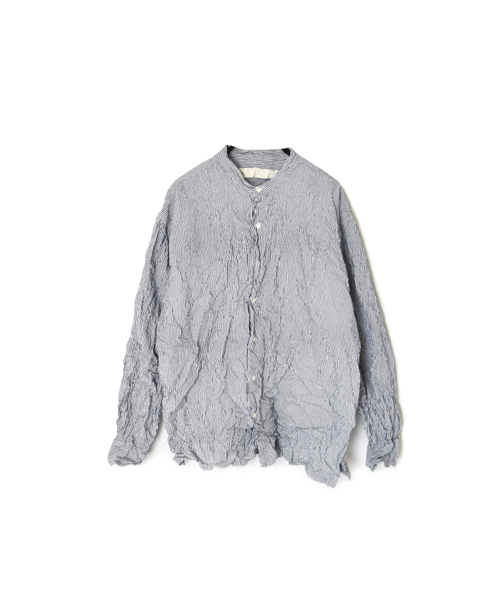 NVL2522SW(シャツ) YARN DYED COTTON STRIPE BANDED COLLAR L/SL SHIRT