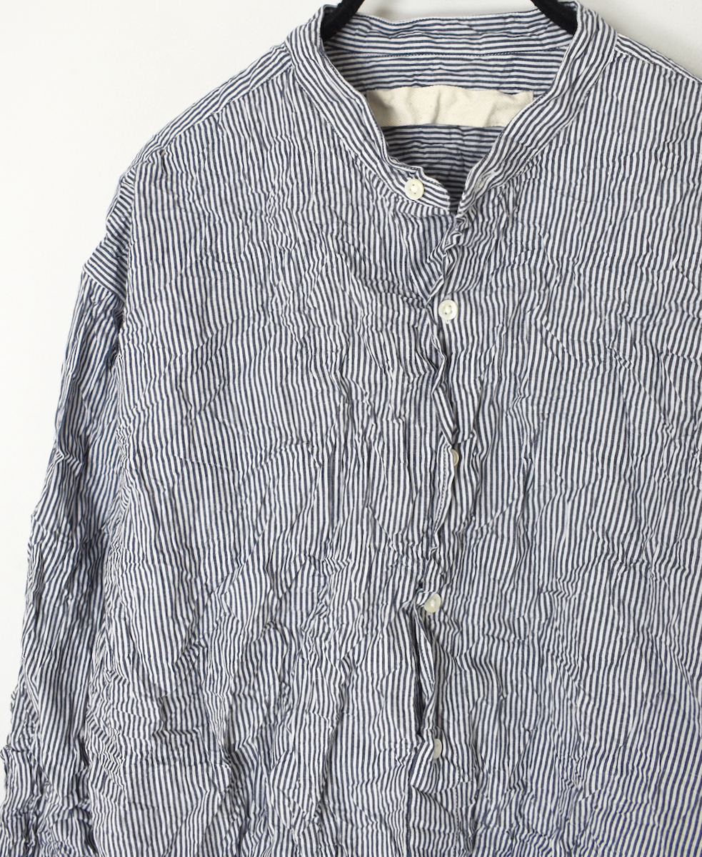 NVL2522SW(シャツ) YARN DYED COTTON STRIPE BANDED COLLAR L/SL SHIRT