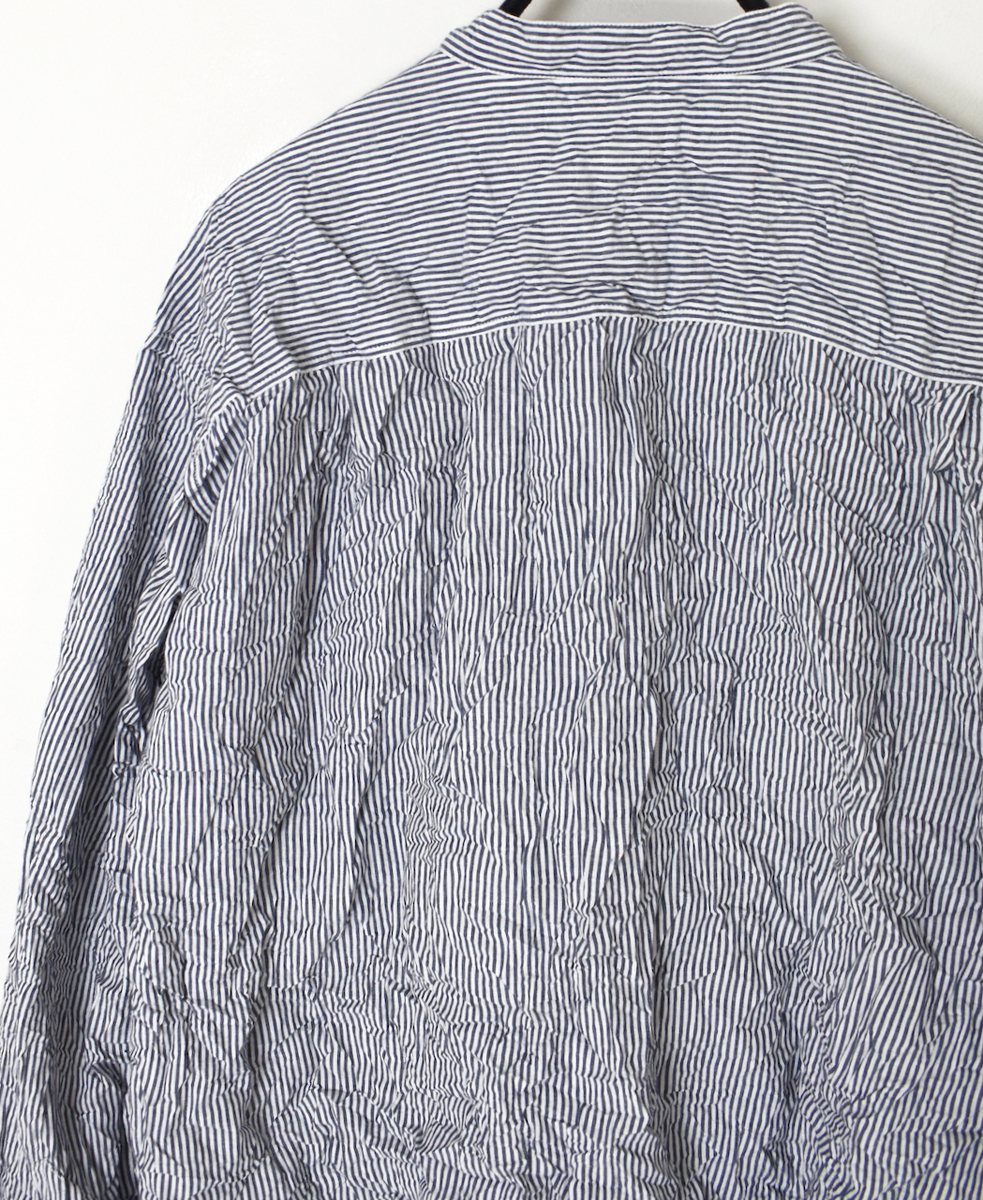NVL2522SW(シャツ) YARN DYED COTTON STRIPE BANDED COLLAR L/SL SHIRT