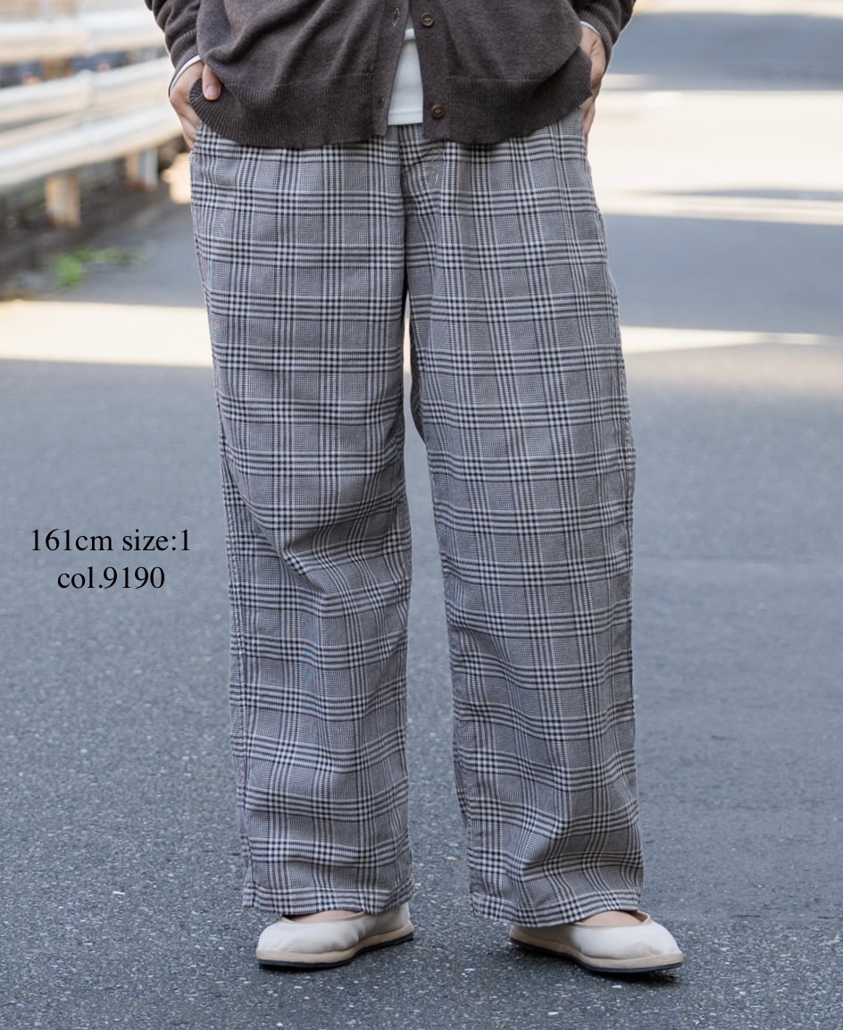 NAM2581C(パンツ) COTTON CHECK ONE-TUCK PANTS