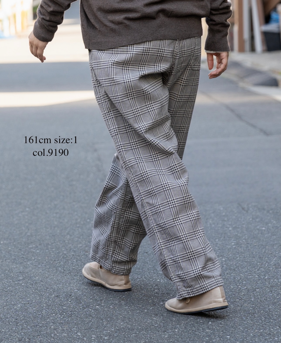 NAM2581C(パンツ) COTTON CHECK ONE-TUCK PANTS