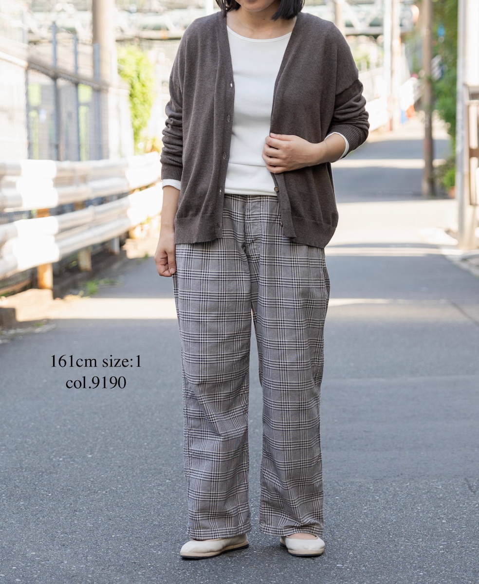 NAM2581C(パンツ) COTTON CHECK ONE-TUCK PANTS