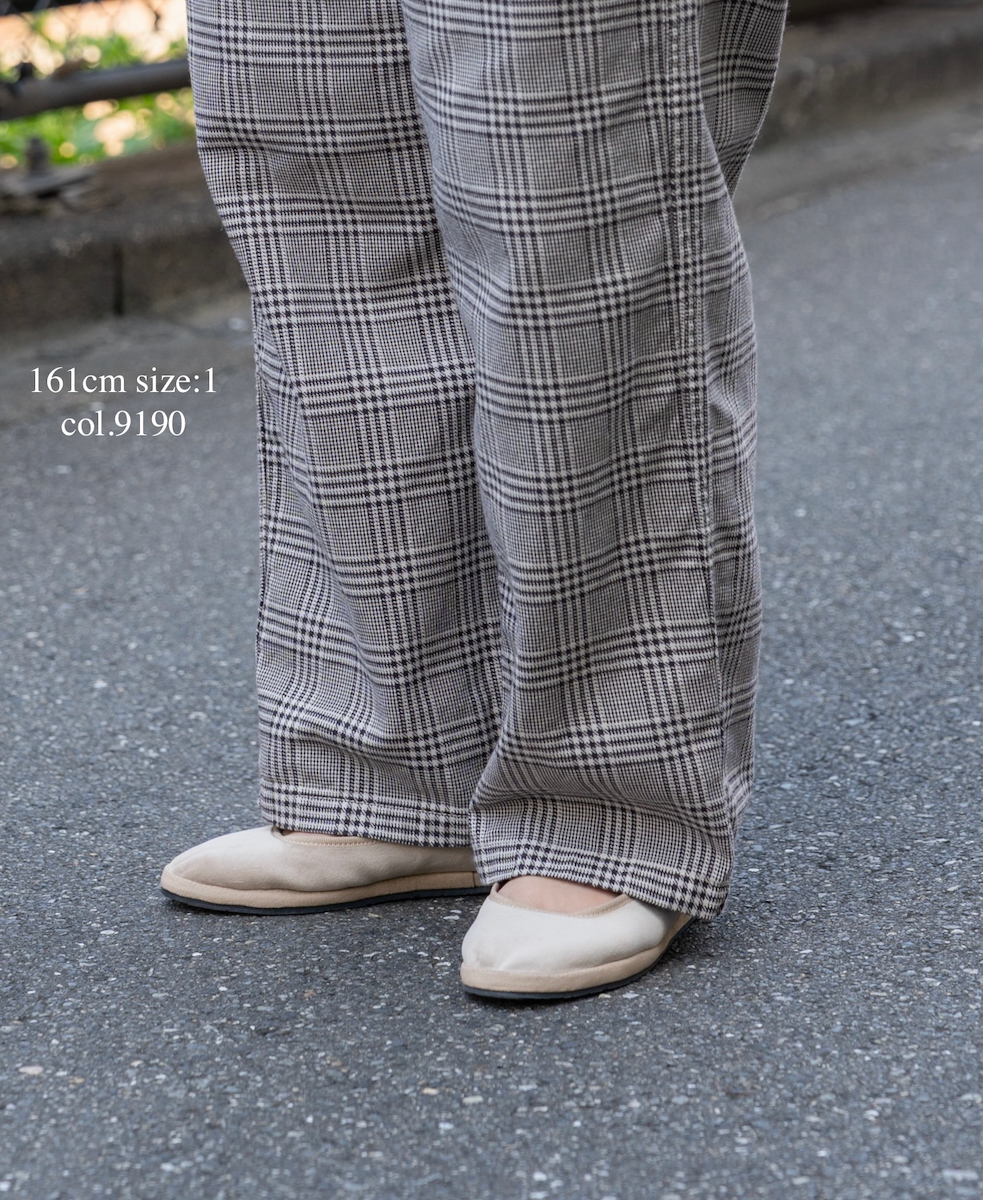 NAM2581C(パンツ) COTTON CHECK ONE-TUCK PANTS
