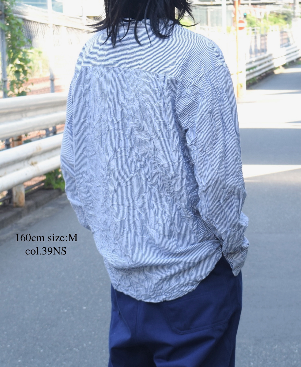 NVL2522SW(シャツ) YARN DYED COTTON STRIPE BANDED COLLAR L/SL SHIRT