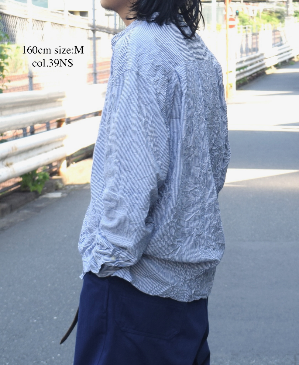 NVL2522SW(シャツ) YARN DYED COTTON STRIPE BANDED COLLAR L/SL SHIRT