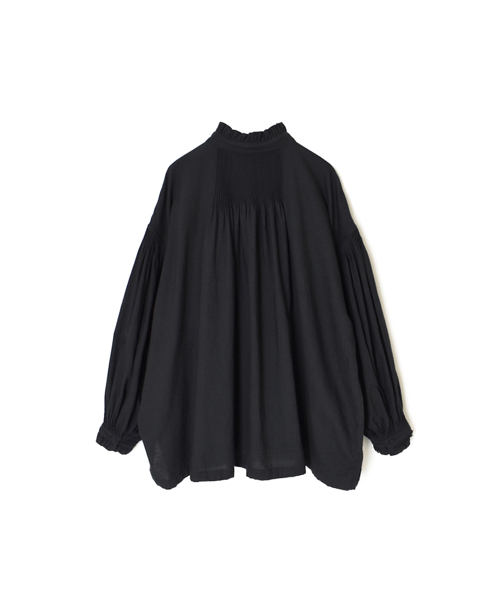 INMDS24702W(シャツ) TWILL COTTON KHADI PLAIN(WASH) FRILL COLLAR SHIRT WITH MINI PINTUCK