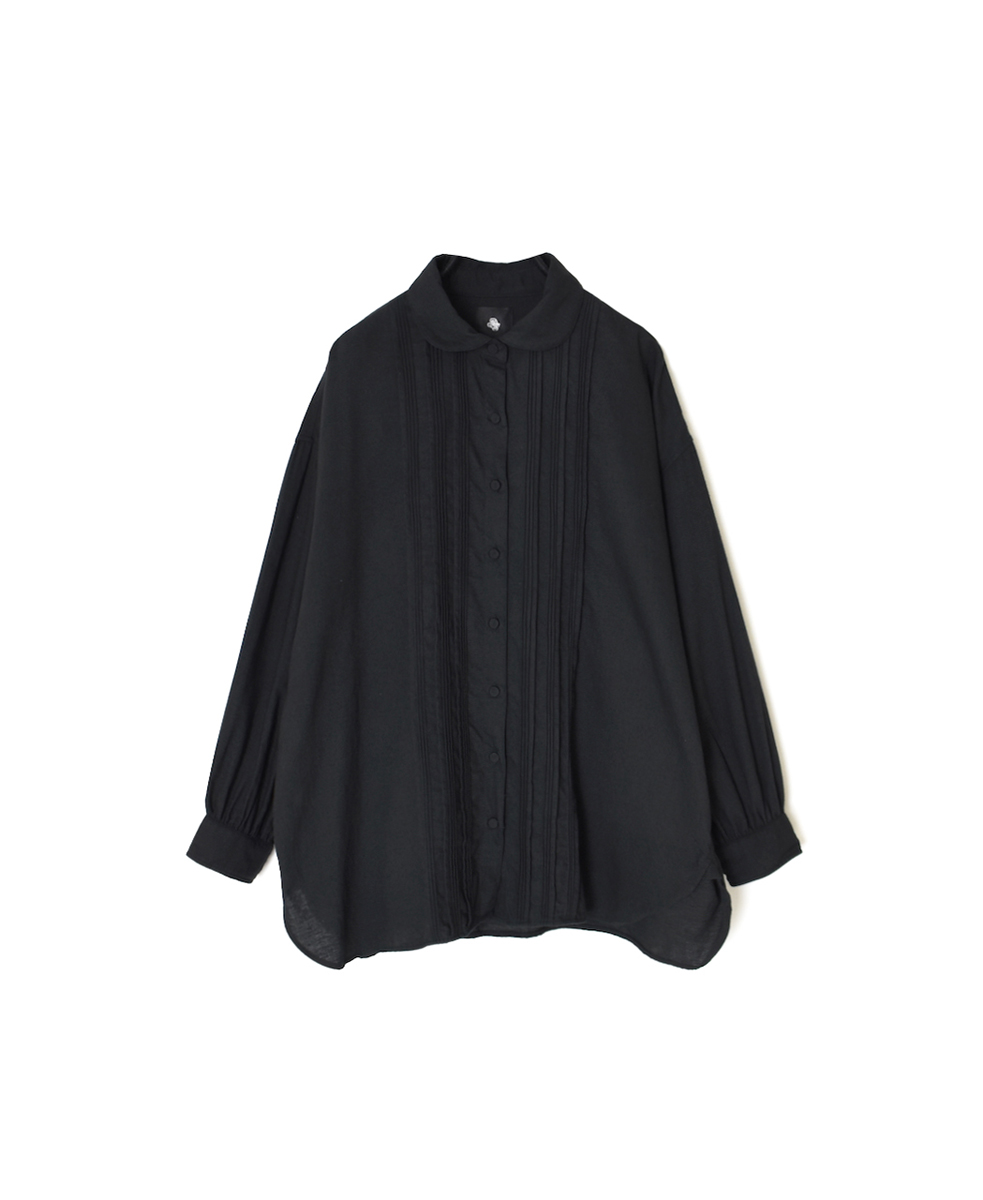 INMDS24703W(シャツ) TWILL COTTON KHADI PLAIN(WASH) ROUND COLLAR SHIRT WITH RANDOM PINTUCK