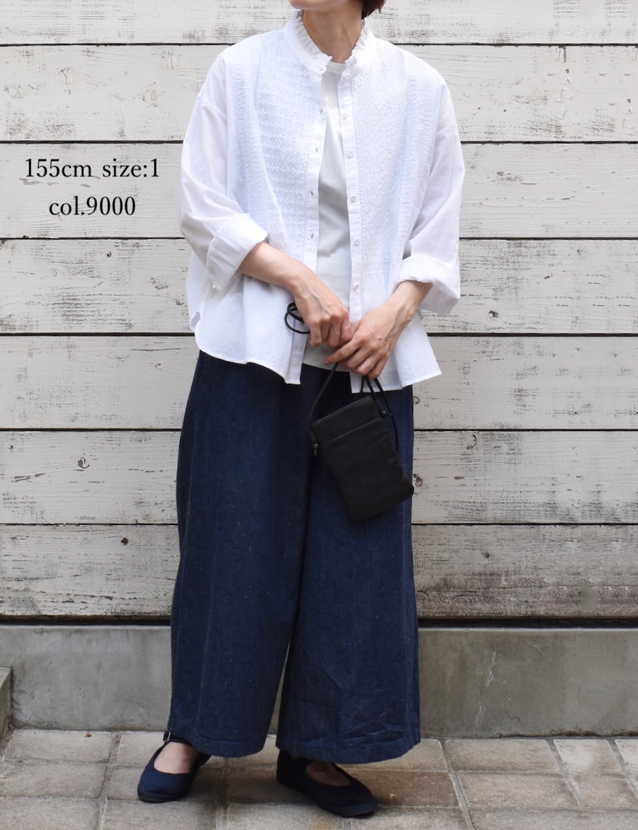 NMDS25531(シャツ) 60s ORGANIC CAMBRIC WITH EMB FRILL COLLAR EMB SHIRT