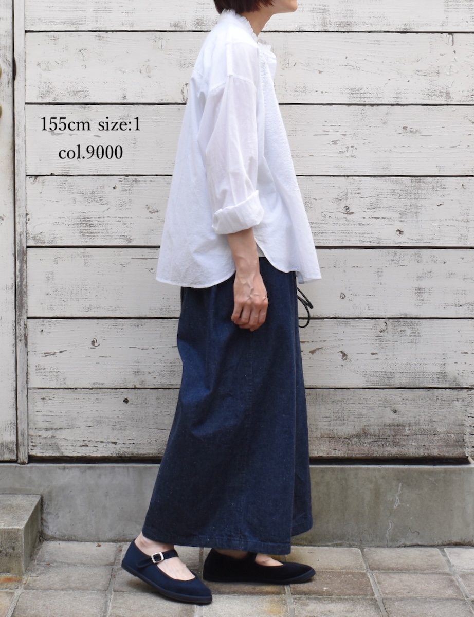 NMDS25531(シャツ) 60s ORGANIC CAMBRIC WITH EMB FRILL COLLAR EMB SHIRT