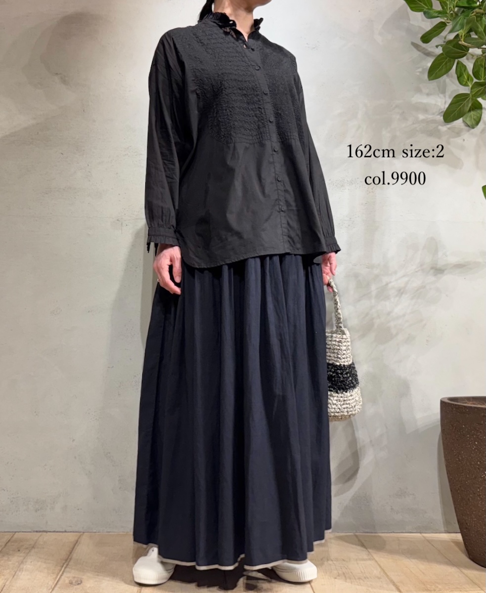 NMDS25531(シャツ) 60s ORGANIC CAMBRIC WITH EMB FRILL COLLAR EMB SHIRT