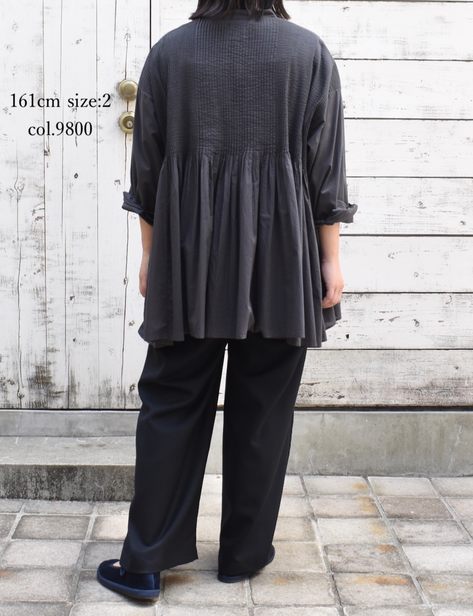 NMDS25521(シャツ) 60s ORGANIC CAMBRIC PLAIN BANDED COLLAR SHIRT WITH MINI PINTUCK
