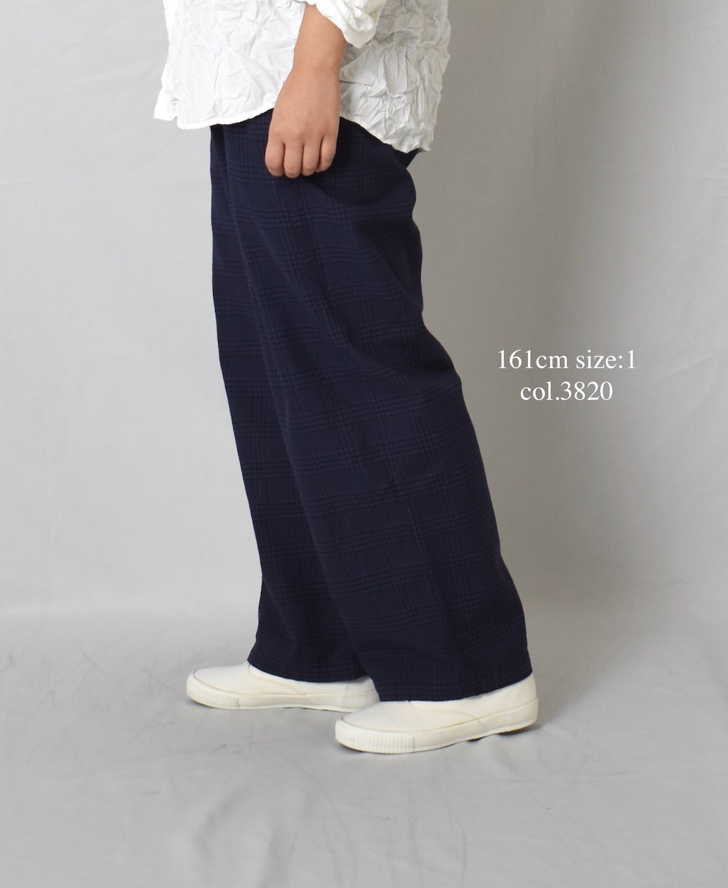 NAM2581C(パンツ) COTTON CHECK ONE-TUCK PANTS
