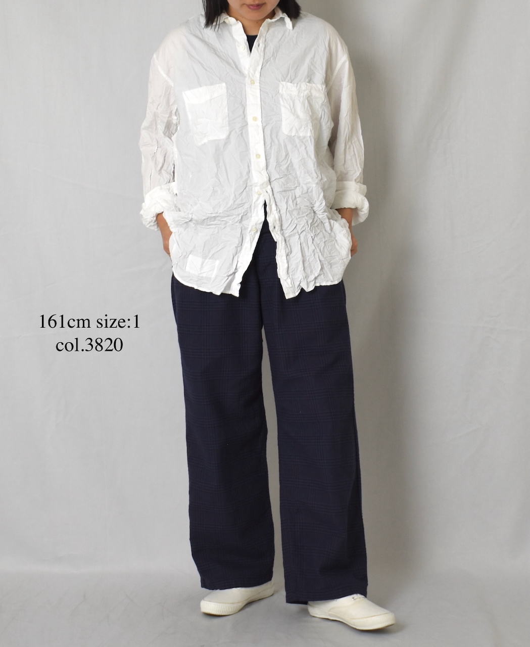 NAM2581C(パンツ) COTTON CHECK ONE-TUCK PANTS