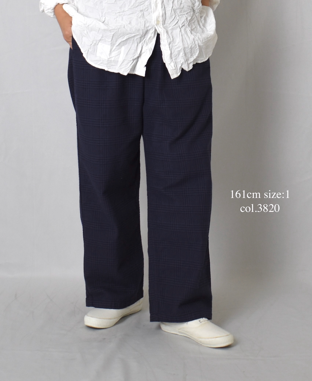 NAM2581C(パンツ) COTTON CHECK ONE-TUCK PANTS