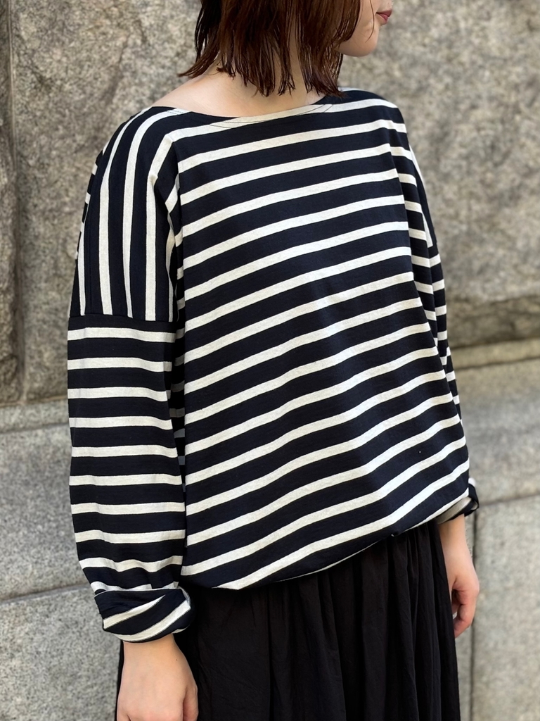 NLA2351 (カットソー) REGULAR STRIPE OVER SIZE L/SL BOAT-NECK BASQUE SHIRT